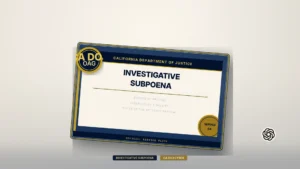California DOJ investigative subpoena service plate for OpenAI cybersecurity inquiry