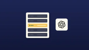 A cream server rack on a deep navy background with one bay lit gold as patched and the others dark, beside a cream tile with the OpenAI logo.